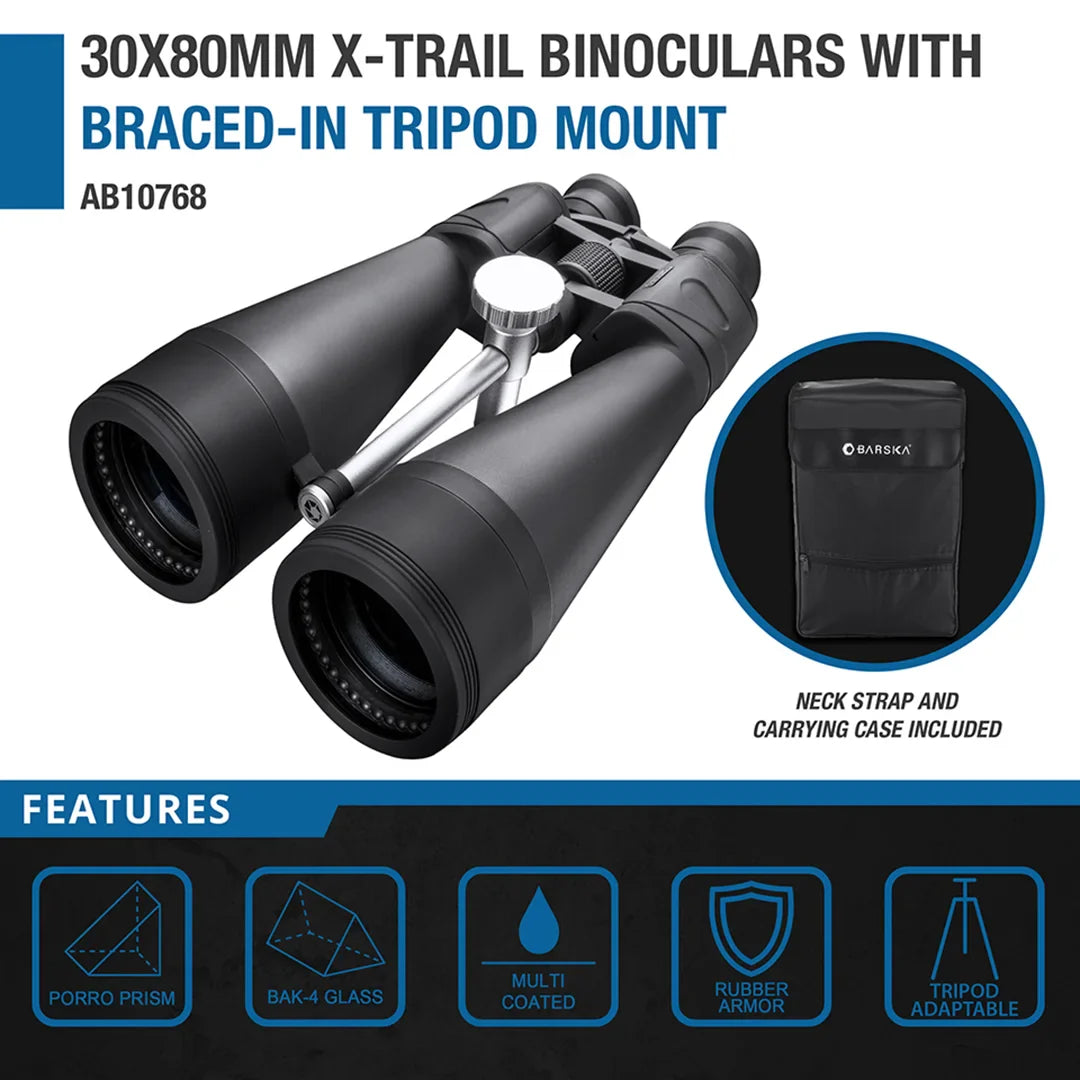 Barska 30x80mm X-Trail Binoculars with Braced-In Tripod Mount