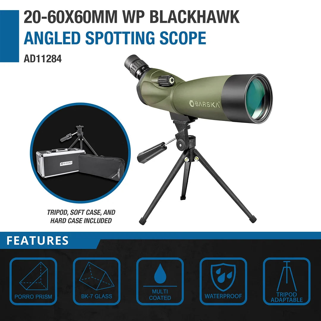 Barska 20-60x60mm Blackhawk Waterproof Angled Spotting Scope - Green