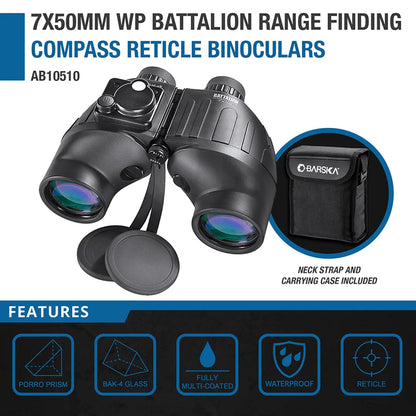 7x50mm WP Battalion Range Finding Reticle w/ Compass Binoculars | AB10510