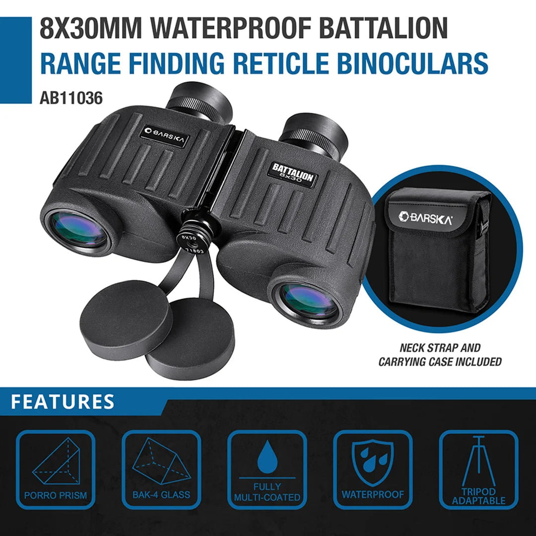 8x30mm WP Battalion Range Finding Reticle Binoculars | AB11036