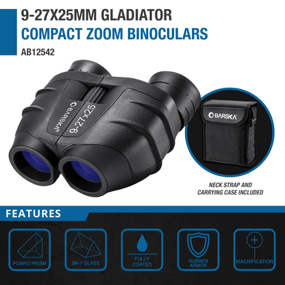 9 27x25mm Gladiator Compact Zoom Binoculars | AB12542
