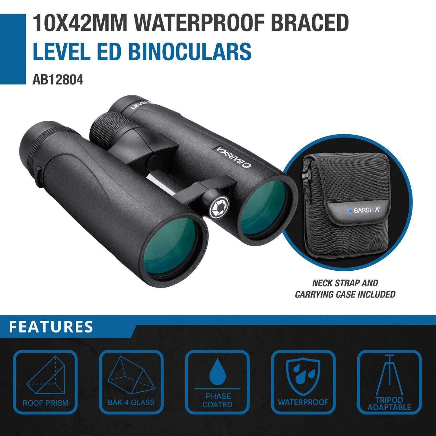 10x 42mm WP Level ED Open Bridge Binoculars Black | AB12804