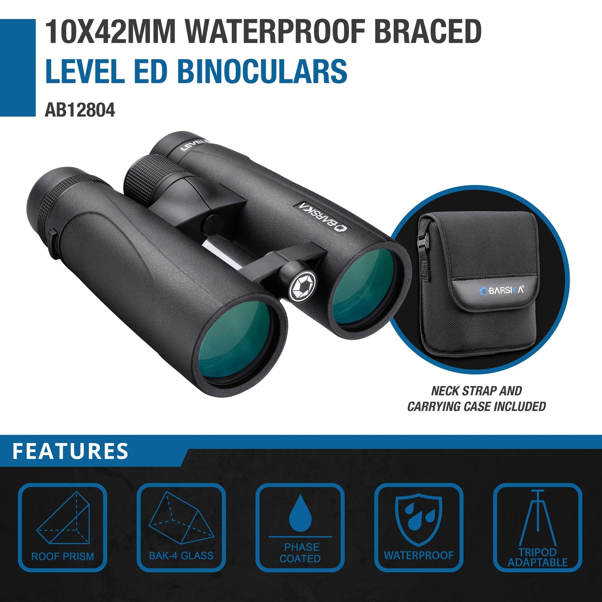 10x 42mm WP Level ED Open Bridge Binoculars Black | AB12804