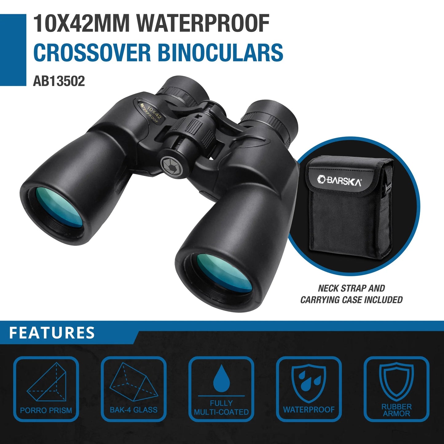 10x42mm Waterproof Crossover Binoculars Black | AB13502