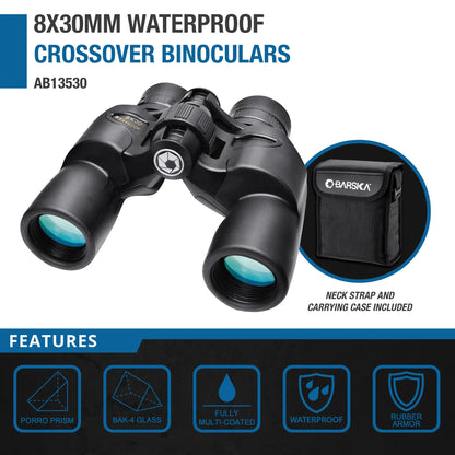 8x30mm Waterproof Crossover Binoculars Black | AB13530