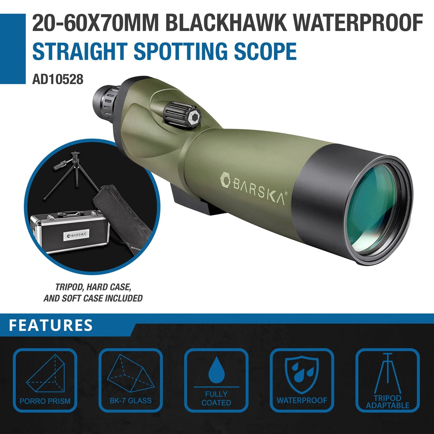 20 60x70mm WP Blackhawk Spotting Scope Straight | AD10528