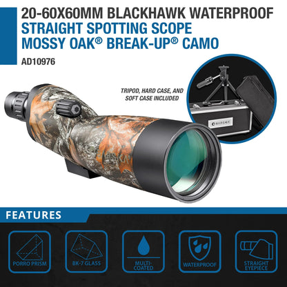 20 60x60mm WP Blackhawk Mossy Oakâ® Break Upâ® Camo Spotting Scope Straight | AD10976