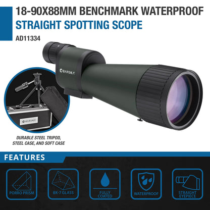Barska Benchmark 18-90x88 Straight Spotting Scope w/ Soft and Hard Spotting Scope with Case | AD11334