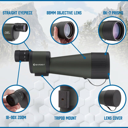 Barska Benchmark 18-90x88 Straight Spotting Scope w/ Soft and Hard Spotting Scope with Case | AD11334