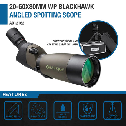 Barska  20-60x80mm Blackhawk Waterproof Angled Spotting Scope w/ Soft and Hard Case