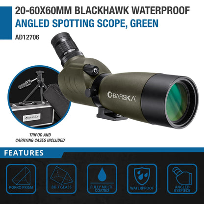 20 60x 60mm WP Blackhawk Spotting Scope Angled Green | AD12706