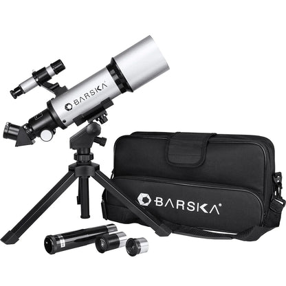Barska Starwatcher 300 Power Refractor Telescope w/ Telescope with Case - Silver | AE10100