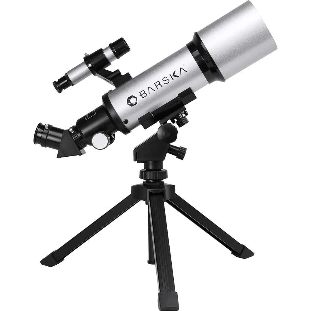 Barska Starwatcher 300 Power Refractor Telescope w/ Telescope with Case - Silver | AE10100