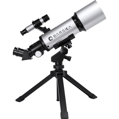 Barska Starwatcher 300 Power Refractor Telescope w/ Telescope with Case - Silver | AE10100