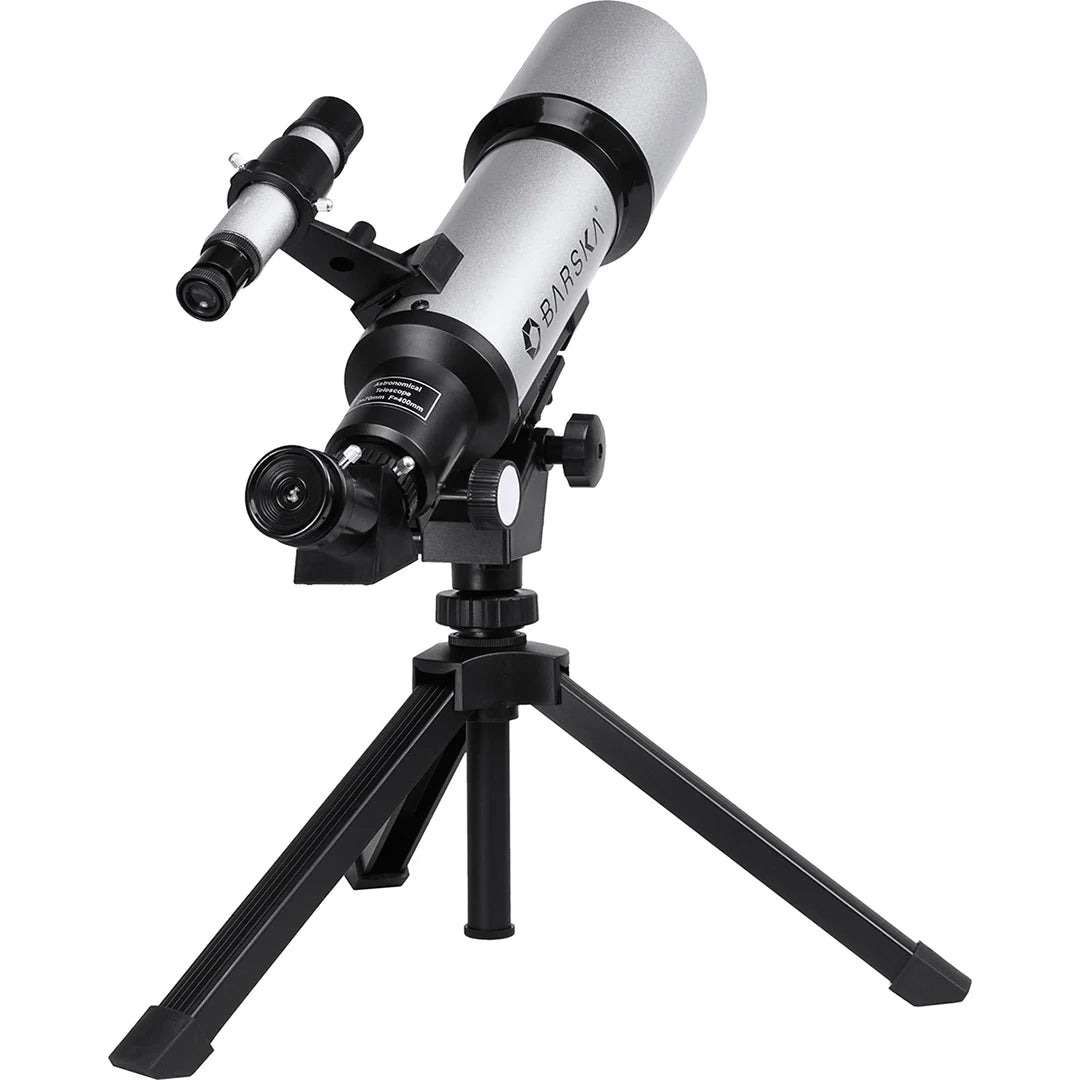 Barska Starwatcher 300 Power Refractor Telescope w/ Telescope with Case - Silver | AE10100
