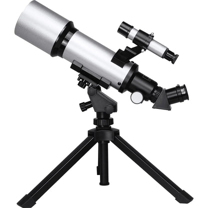 Barska Starwatcher 300 Power Refractor Telescope w/ Telescope with Case - Silver | AE10100