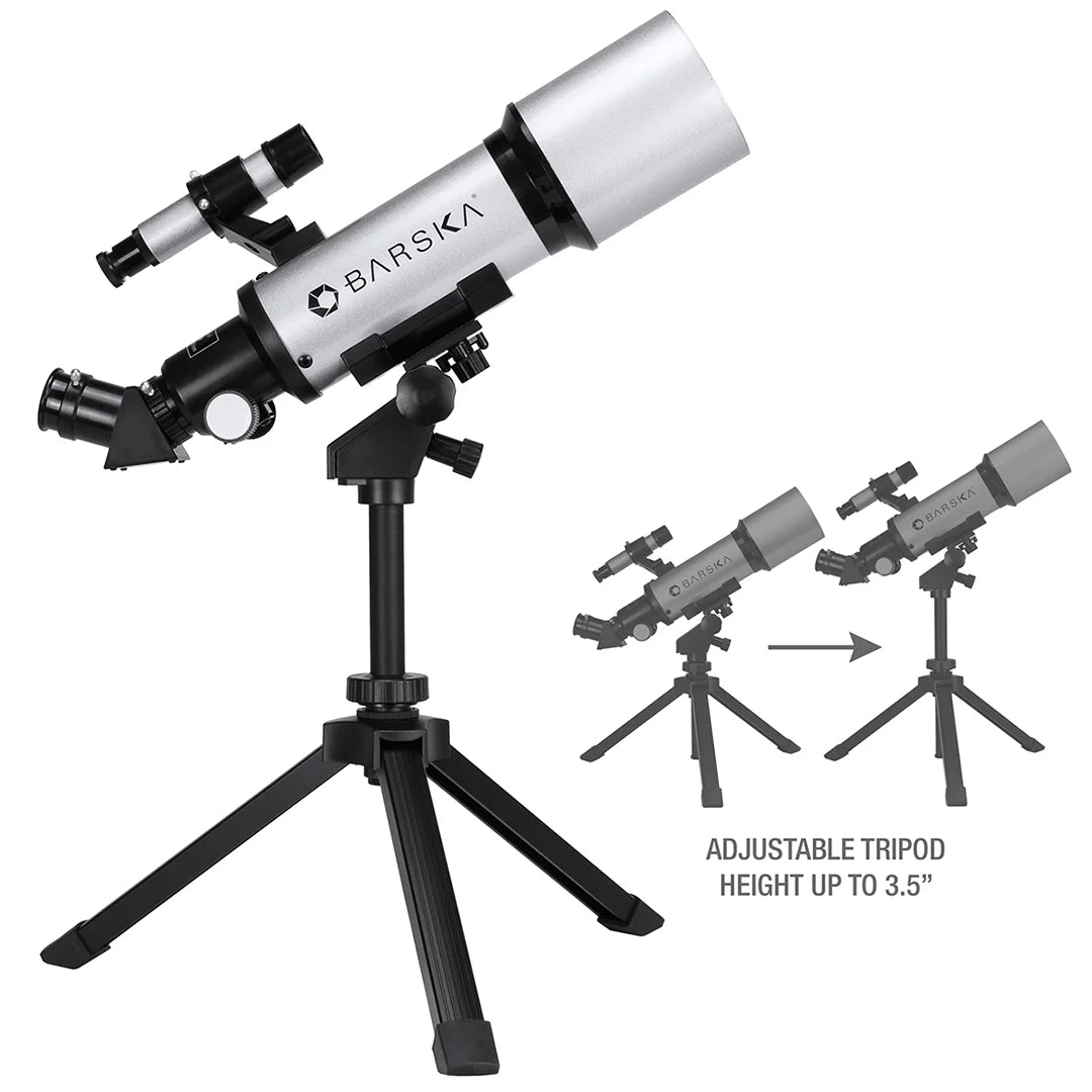 Barska Starwatcher 300 Power Refractor Telescope w/ Telescope with Case - Silver | AE10100