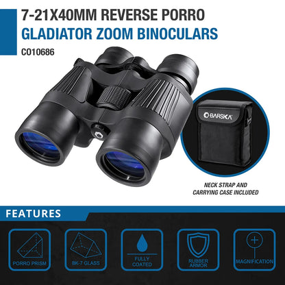 7 21x40mm Reverse Porro Gladiator Zoom Binoculars | CO10686