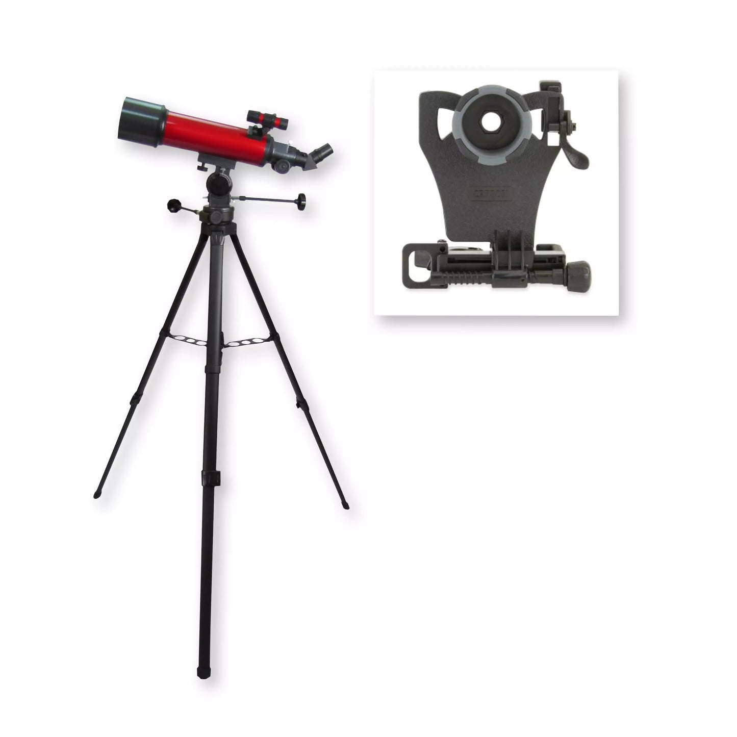 Carson 80mm Red Planet Refractor Telescope, Magnification Up to 56x, with Smartphone Adapter - Ecommerce Only