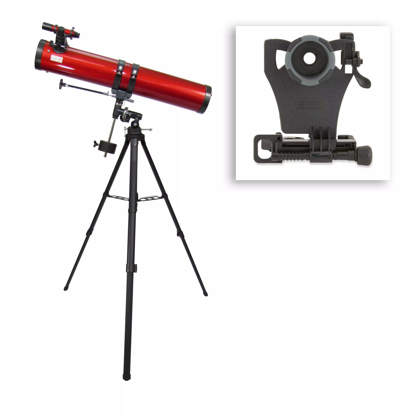 Carson 114mm Red Planet Reflector Telescope, Magnification Up to 100x, with Smartphone Adapter - Ecommerce Only